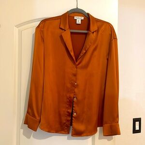 Rachel Zoe Size L Copper Satin Blouse